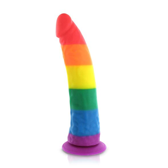 Pride Dildo Silicone Rainbow Dildo Laat jouw LGBT pride zien met de allereerste regenboog dildo! 20 harde centimeters van regenboog pride! Deze dildo is 20 cm lang en geheel gemaakt van hoogwaardige lichaamsveilige siliconen